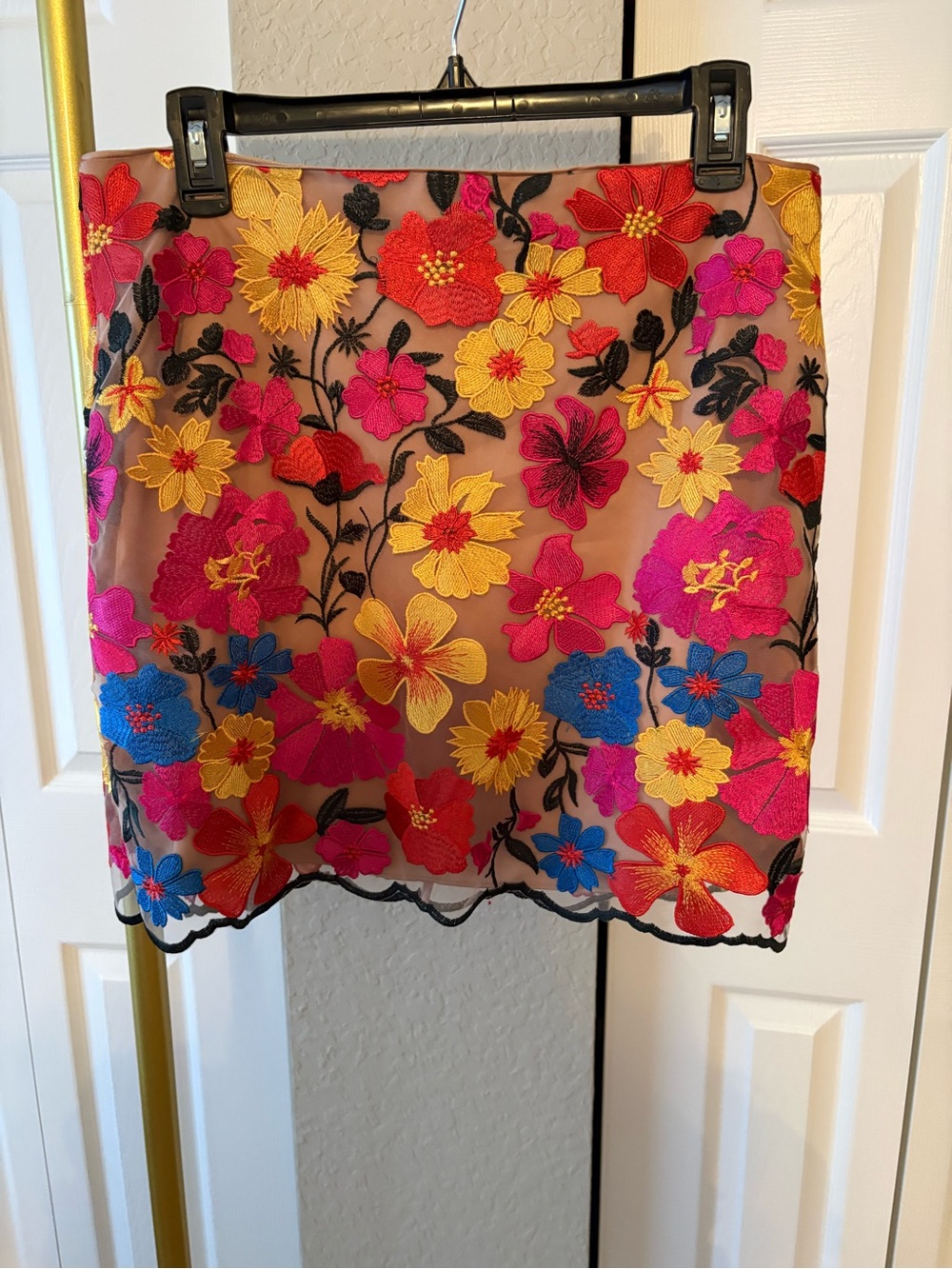 Milly Skirt NWT Vibrant‎ Mini Embroidered Mesh Scalloped Hem MSRP $295 Luxury